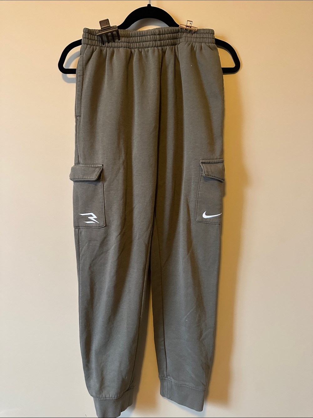 Nike Kids Olive Cargo Sweatpants with Side Pockets